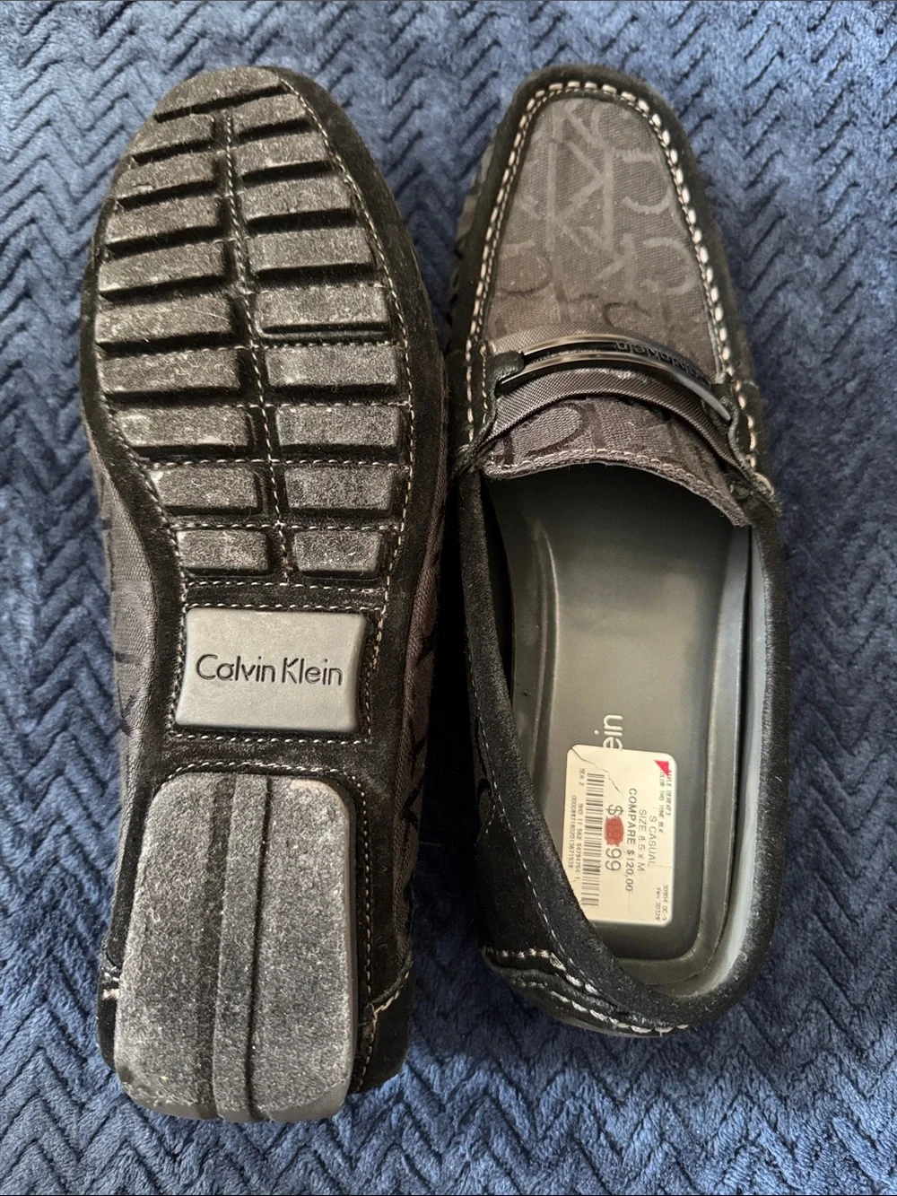NWT, Calvin Klein Men's Charcoal Logo Slip-On Loafers